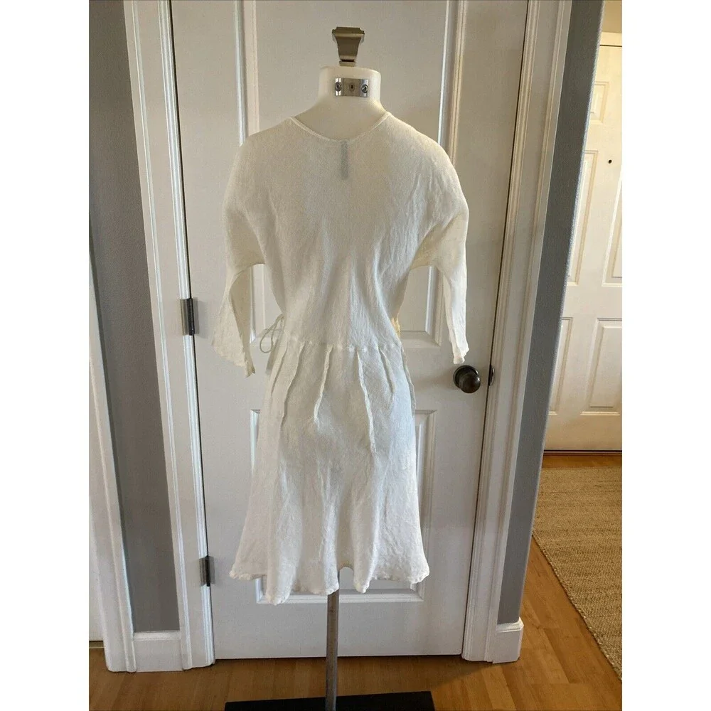 Home Frocks Linen Size M‎ Lagenlook Ivory Wrap Guaze Dress